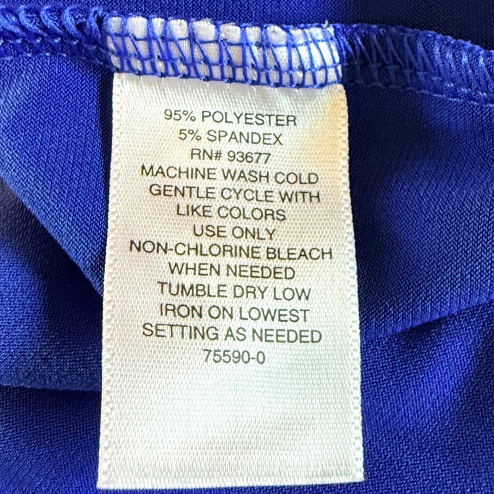 NEW Liz Claiborne XXL Bold Blue V-Neck Flutter Short Sleeve Cobalt Office Party - Picture 7 of 9